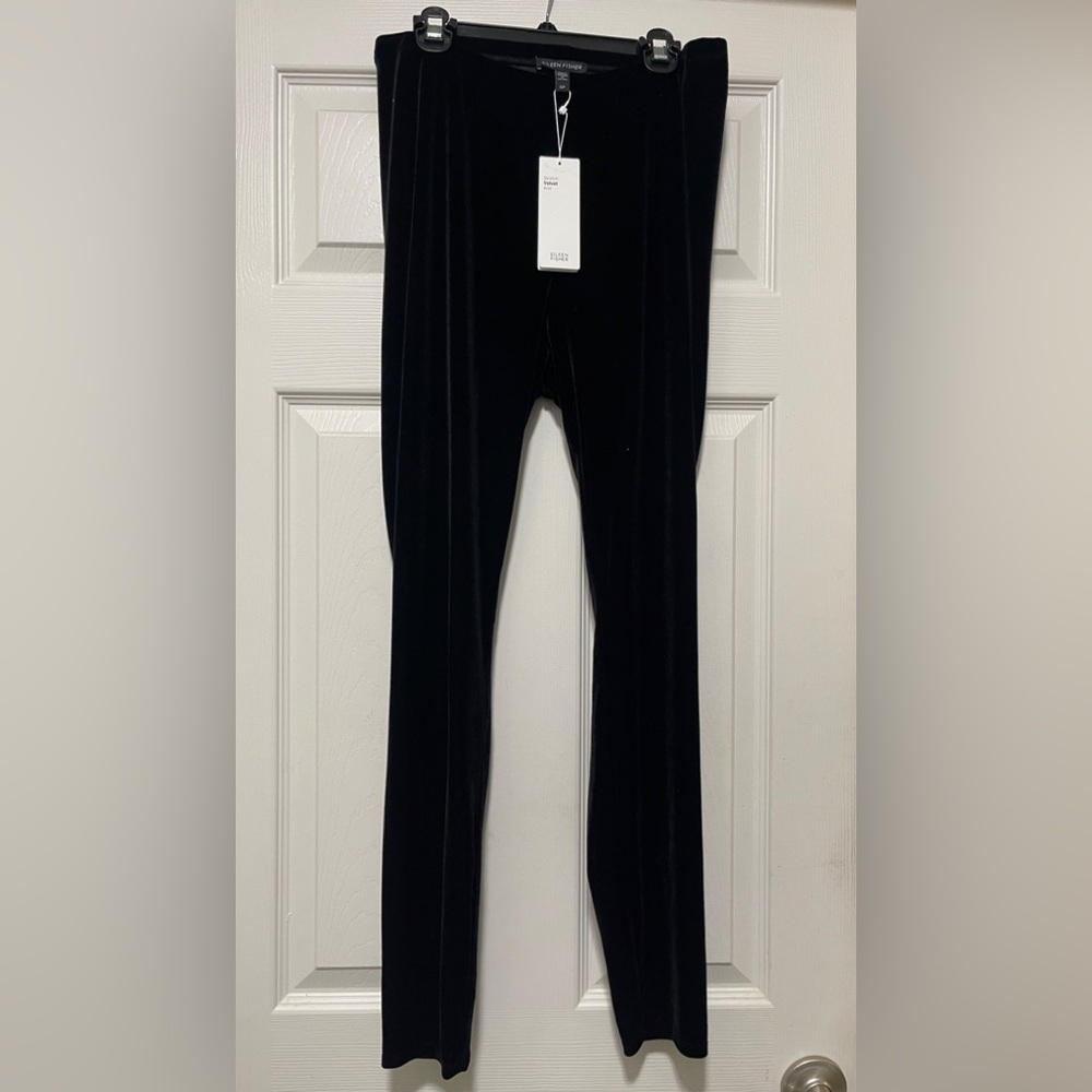 Eileen Fisher Women Black Velvet Ankle Length Leggings Pants Size S - Picture 2 of 6